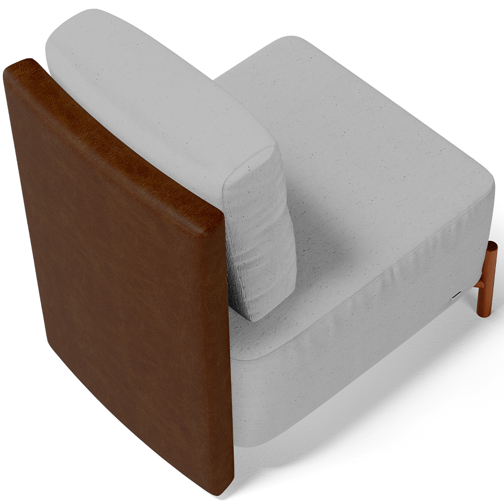 Poltrona Decorativa Sala de Estar Living Pés Madeira Hungria L02 Couríssimo Marrom Linho Cinza - Lyam