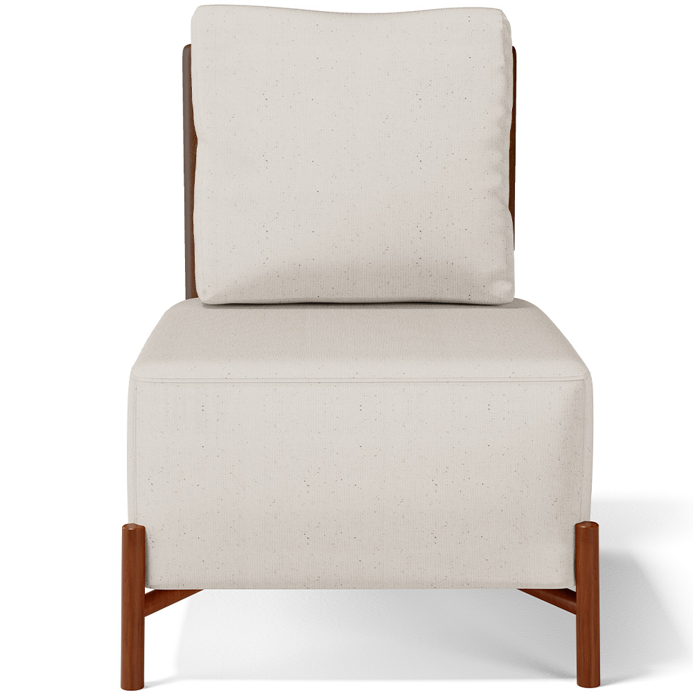 Poltrona Decorativa Sala de Estar Living Pés Madeira Hungria L02 Couríssimo Marrom Linho Cru - Lyam