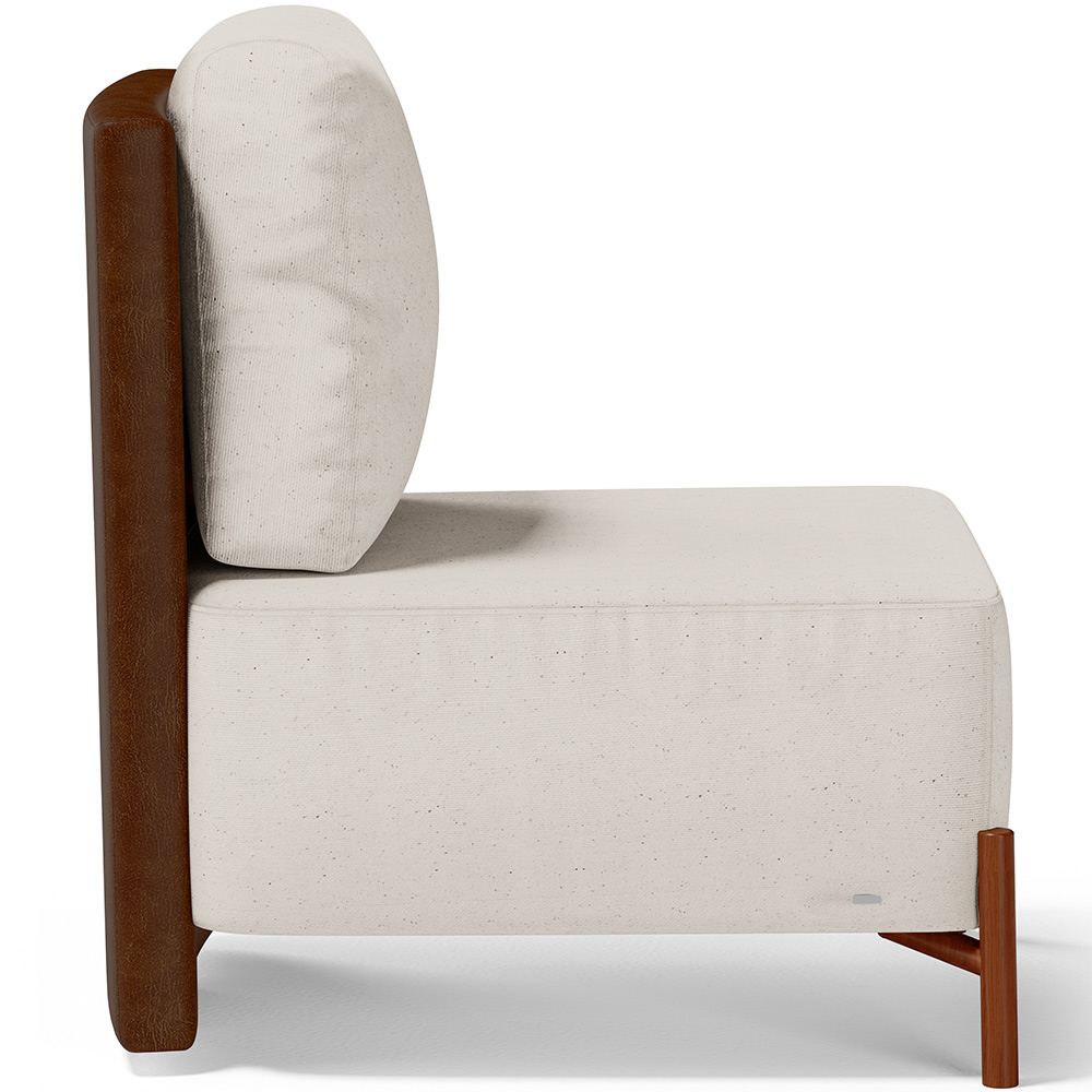 Poltrona Decorativa Sala de Estar Living Pés Madeira Hungria L02 Couríssimo Marrom Linho Cru - Lyam