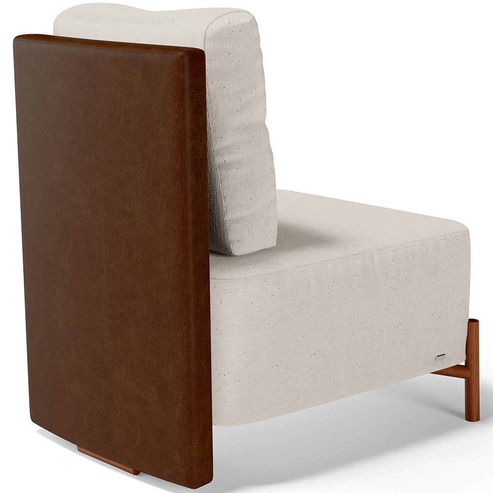 Poltrona Decorativa Sala de Estar Living Pés Madeira Hungria L02 Couríssimo Marrom Linho Cru - Lyam