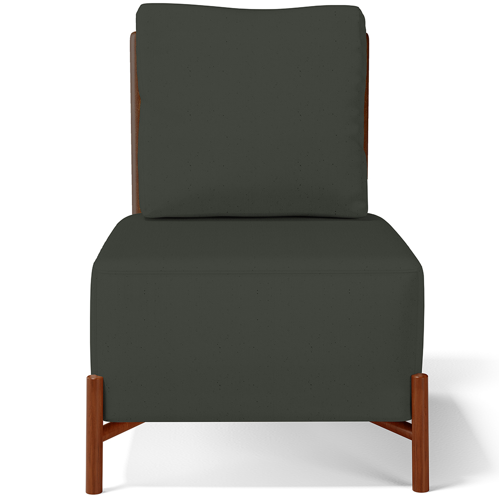 Poltrona Decorativa Sala de Estar Living Pés Madeira Hungria L02 Couríssimo Marrom Linho Verde Musgo - Lyam