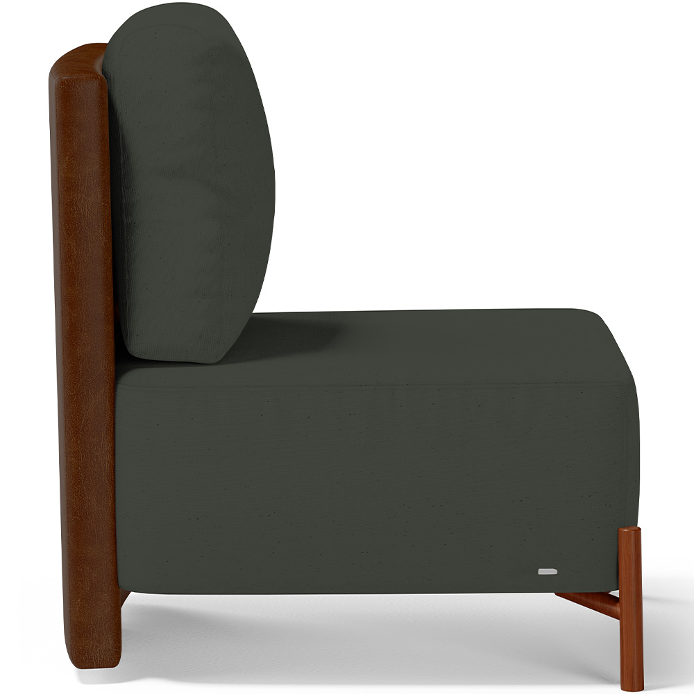 Poltrona Decorativa Sala de Estar Living Pés Madeira Hungria L02 Couríssimo Marrom Linho Verde Musgo - Lyam