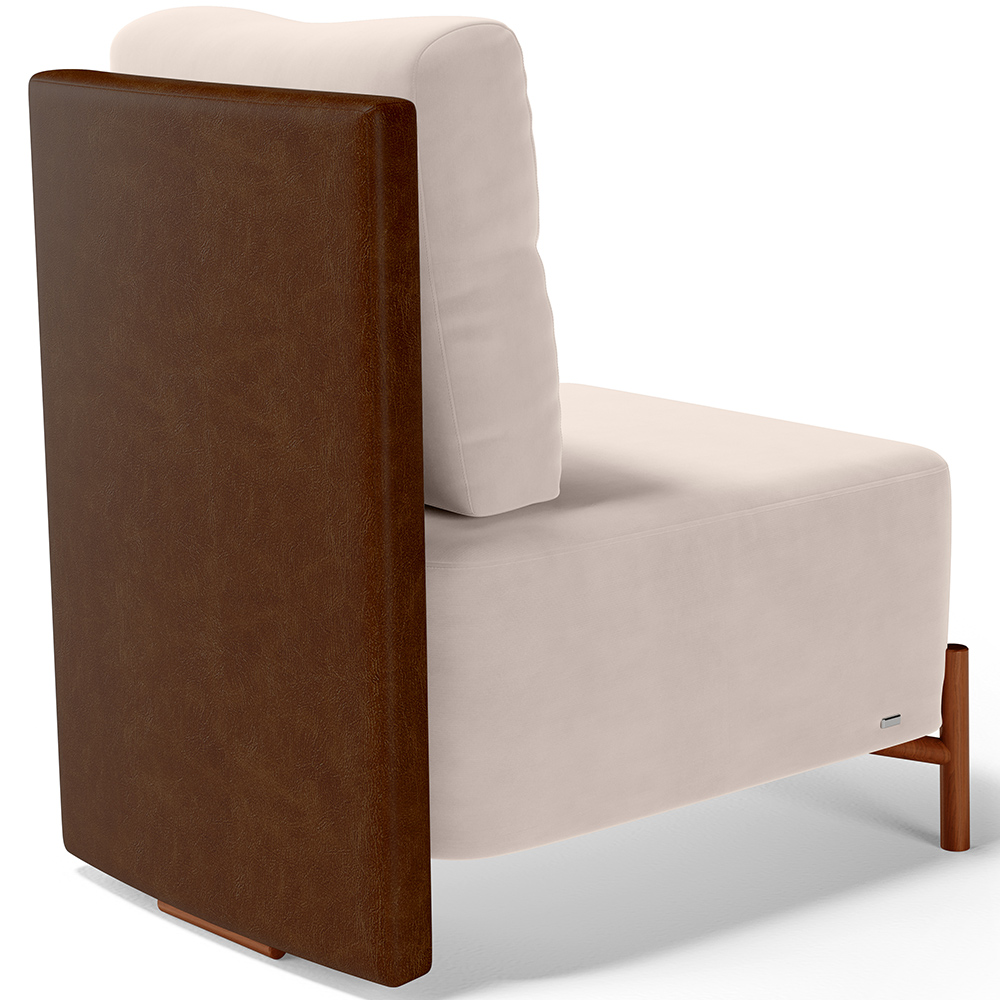 Poltrona Decorativa Sala de Estar Living Pés Madeira Hungria L02 Couríssimo Marrom Suede Bege - Lyam