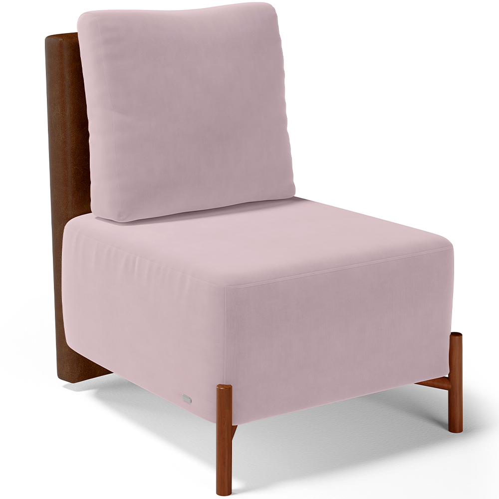 Poltrona Decorativa Sala de Estar Living Pés Madeira Hungria L02 Couríssimo Marrom Suede Rosê - Lyam