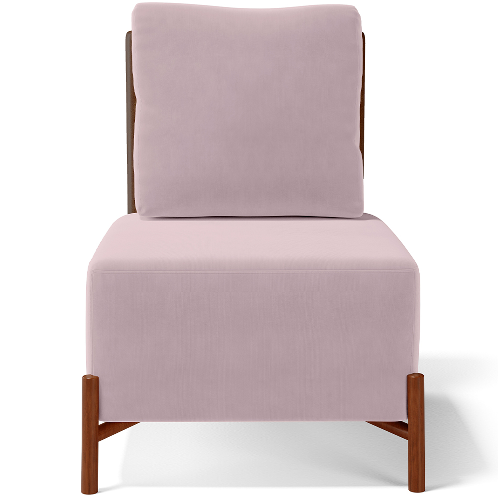 Poltrona Decorativa Sala de Estar Living Pés Madeira Hungria L02 Couríssimo Marrom Suede Rosê - Lyam