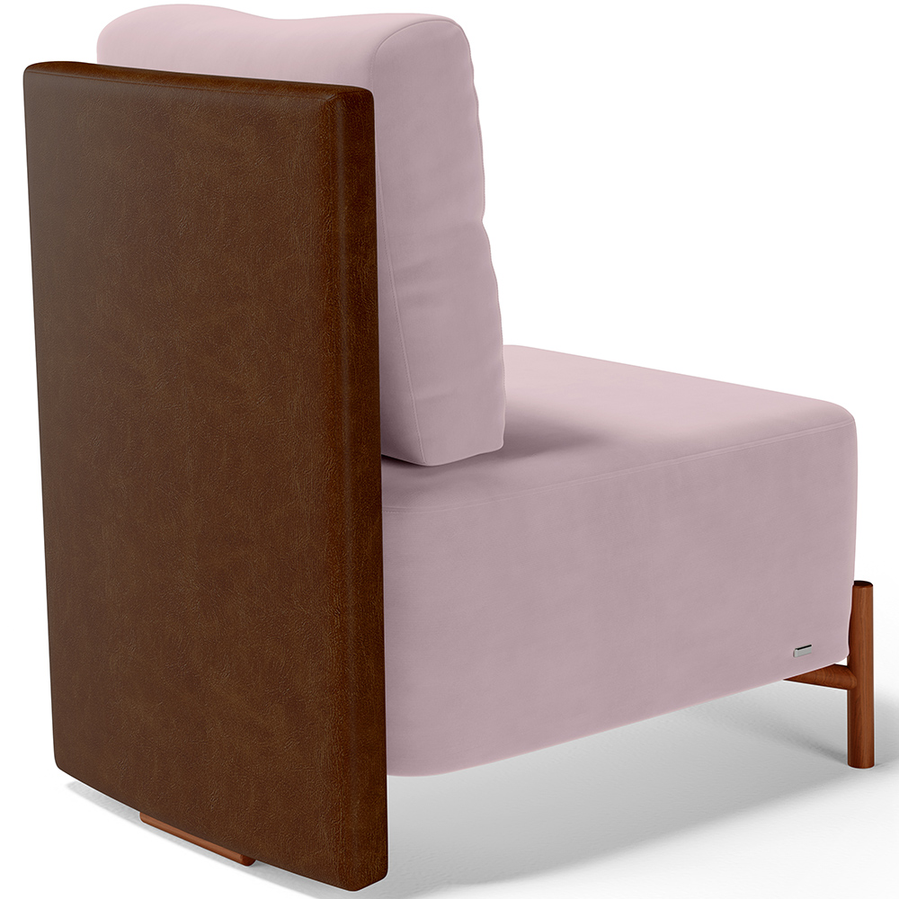 Poltrona Decorativa Sala de Estar Living Pés Madeira Hungria L02 Couríssimo Marrom Suede Rosê - Lyam