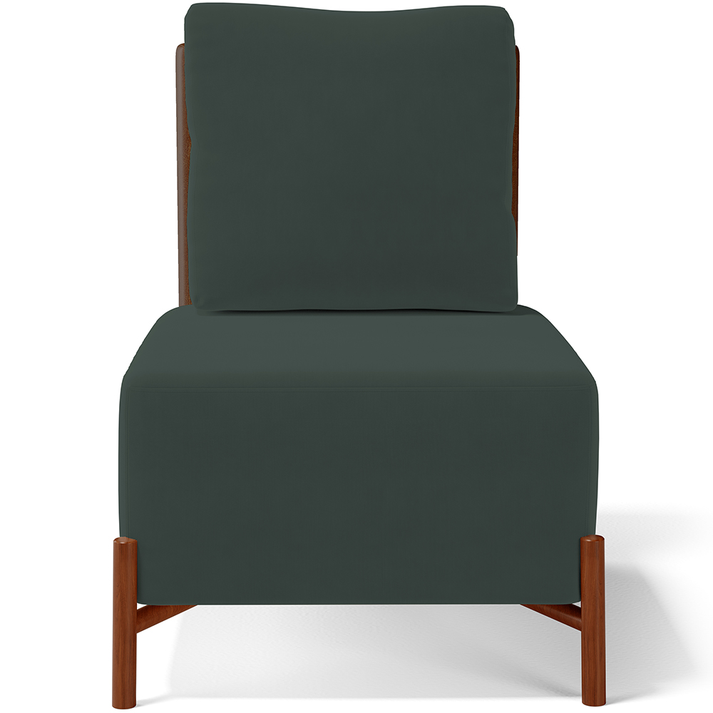 Poltrona Decorativa Sala de Estar Living Pés Madeira Hungria L02 Couríssimo Marrom Suede Verde Musgo - Lyam