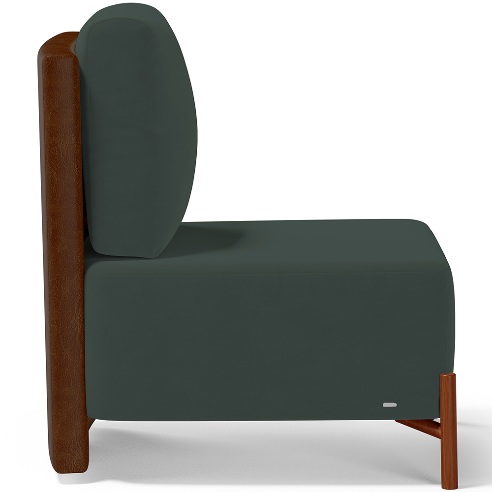Poltrona Decorativa Sala de Estar Living Pés Madeira Hungria L02 Couríssimo Marrom Suede Verde Musgo - Lyam