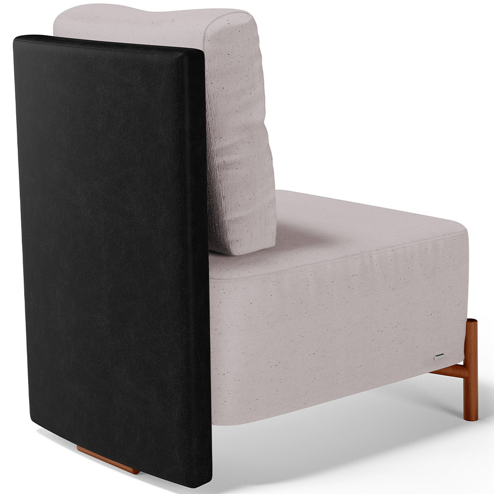 Poltrona Decorativa Sala de Estar Living Pés Madeira Hungria L02 Couríssimo Preto Linho Bege - Lyam