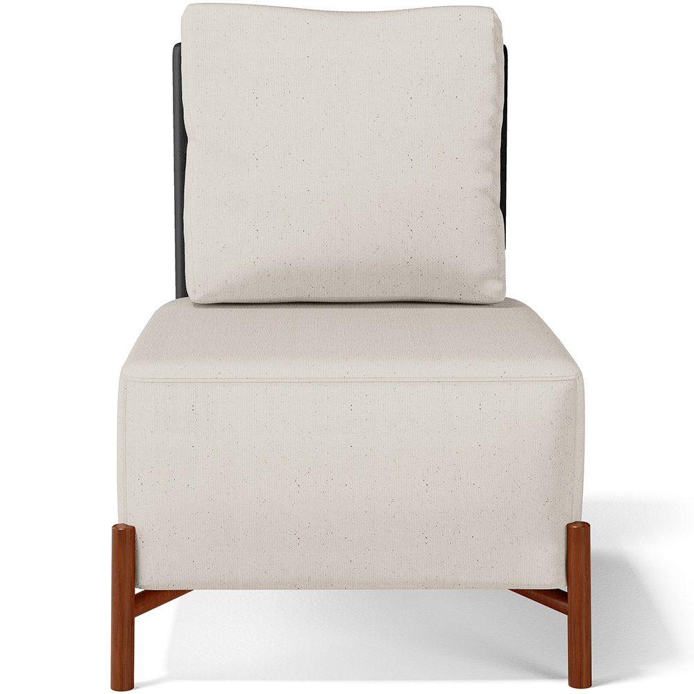 Poltrona Decorativa Sala de Estar Living Pés Madeira Hungria L02 Couríssimo Preto Linho Cru - Lyam