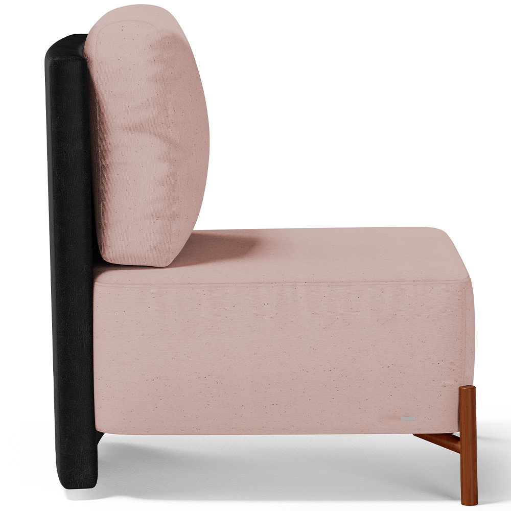 Poltrona Decorativa Sala de Estar Living Pés Madeira Hungria L02 Couríssimo Preto Linho Rosê - Lyam