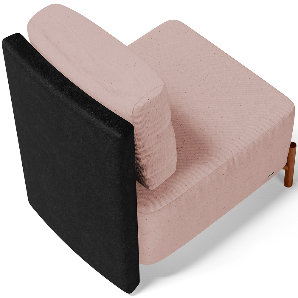 Poltrona Decorativa Sala de Estar Living Pés Madeira Hungria L02 Couríssimo Preto Linho Rosê - Lyam