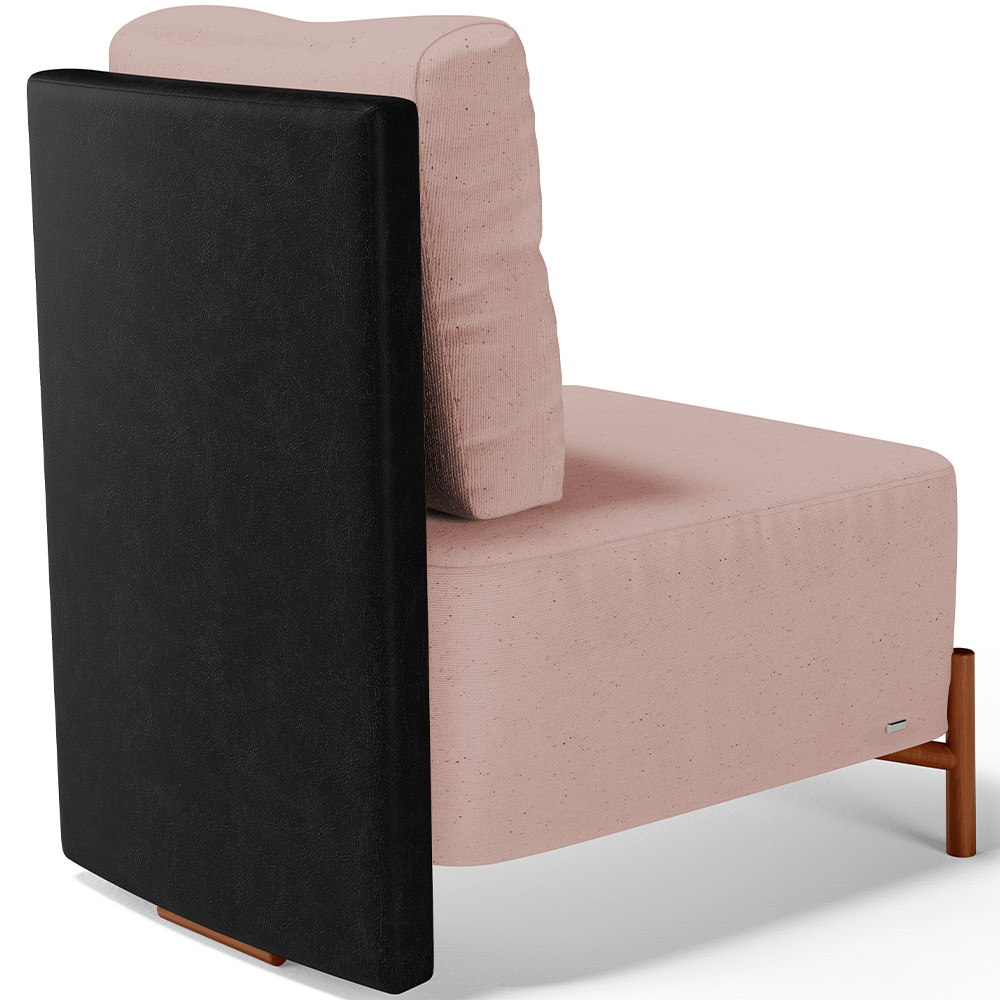 Poltrona Decorativa Sala de Estar Living Pés Madeira Hungria L02 Couríssimo Preto Linho Rosê - Lyam