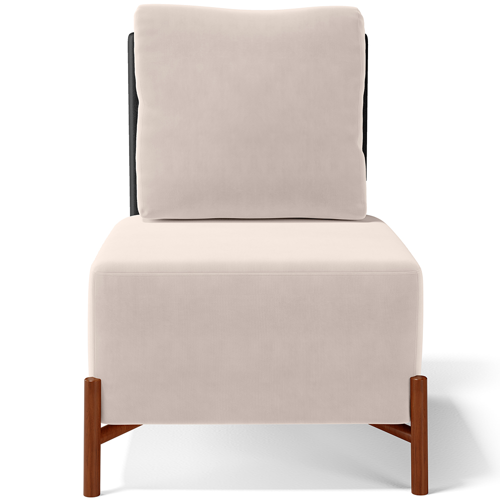 Poltrona Decorativa Sala de Estar Living Pés Madeira Hungria L02 Couríssimo Preto Suede Bege - Lyam