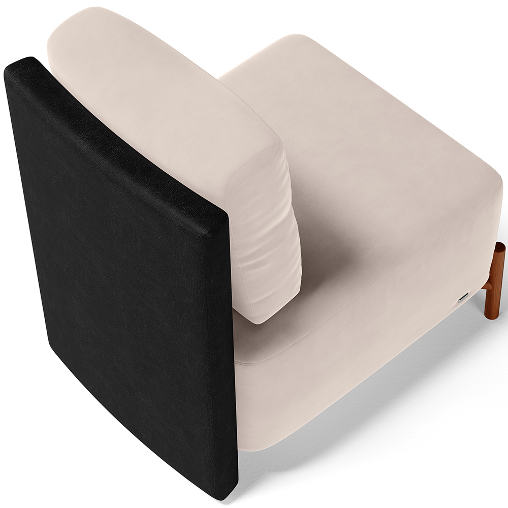 Poltrona Decorativa Sala de Estar Living Pés Madeira Hungria L02 Couríssimo Preto Suede Bege - Lyam