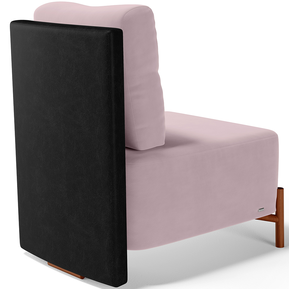 Poltrona Decorativa Sala de Estar Living Pés Madeira Hungria L02 Couríssimo Preto Suede Rosê - Lyam