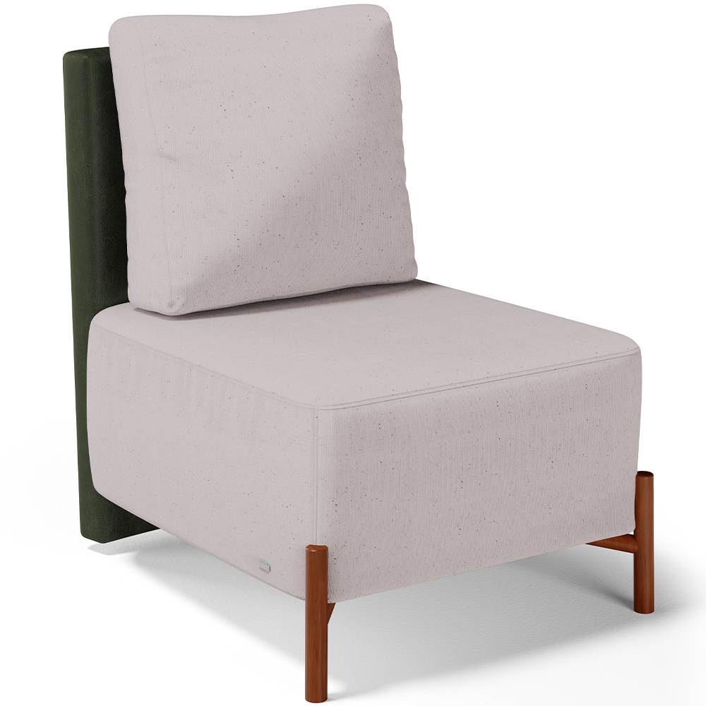 Poltrona Decorativa Sala de Estar Living Pés Madeira Hungria L02 Couríssimo Verde Linho Bege - Lyam