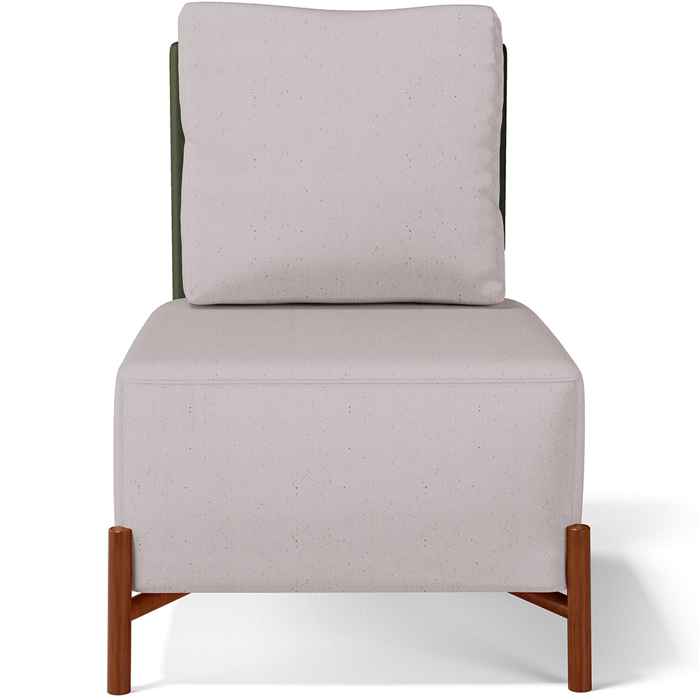 Poltrona Decorativa Sala de Estar Living Pés Madeira Hungria L02 Couríssimo Verde Linho Bege - Lyam