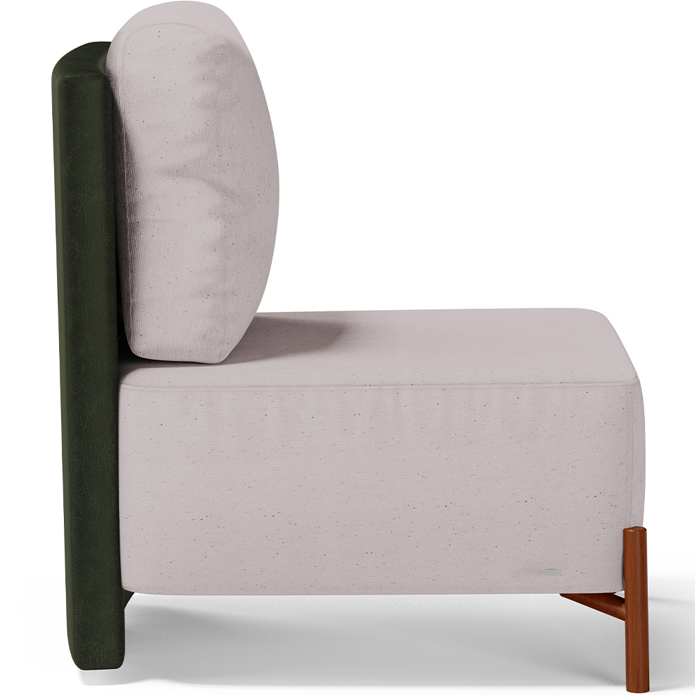 Poltrona Decorativa Sala de Estar Living Pés Madeira Hungria L02 Couríssimo Verde Linho Bege - Lyam