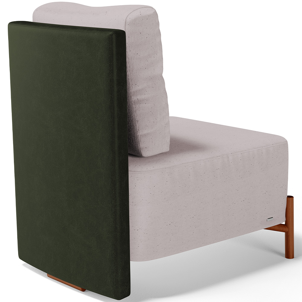Poltrona Decorativa Sala de Estar Living Pés Madeira Hungria L02 Couríssimo Verde Linho Bege - Lyam