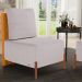 Poltrona Decorativa Sala de Estar Living Pés Madeira Hungria L02 Couríssimo Whisky Linho Bege - Lyam