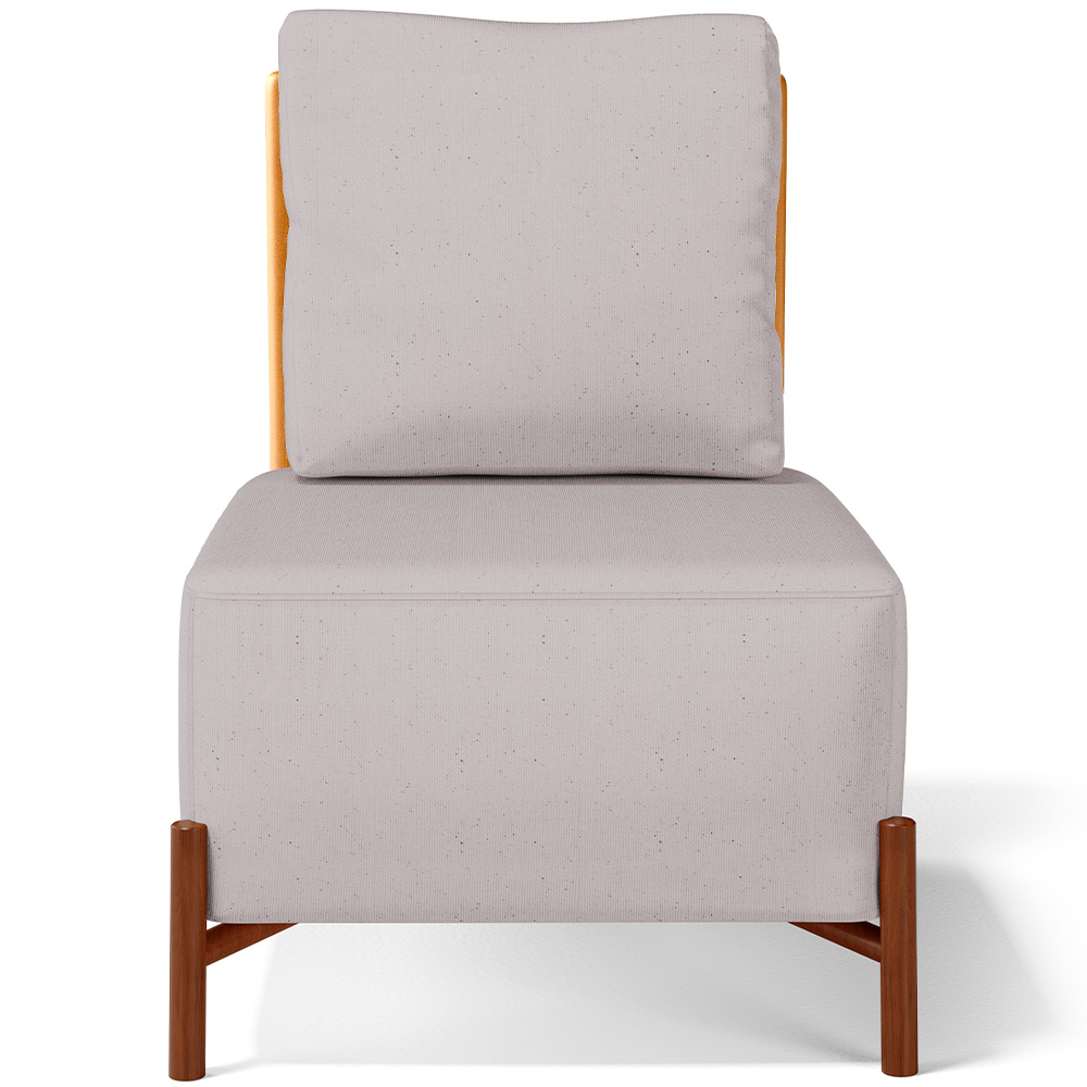Poltrona Decorativa Sala de Estar Living Pés Madeira Hungria L02 Couríssimo Whisky Linho Bege - Lyam
