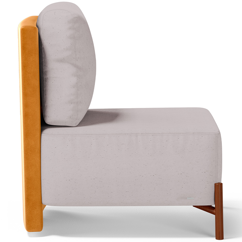 Poltrona Decorativa Sala de Estar Living Pés Madeira Hungria L02 Couríssimo Whisky Linho Bege - Lyam