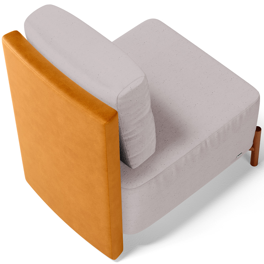 Poltrona Decorativa Sala de Estar Living Pés Madeira Hungria L02 Couríssimo Whisky Linho Bege - Lyam