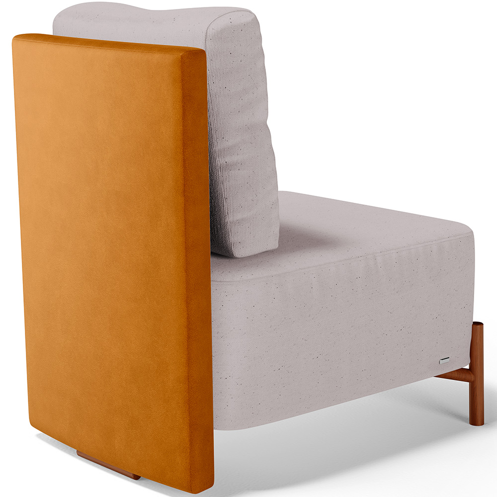 Poltrona Decorativa Sala de Estar Living Pés Madeira Hungria L02 Couríssimo Whisky Linho Bege - Lyam