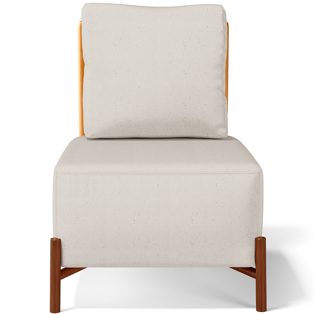 Poltrona Decorativa Sala de Estar Living Pés Madeira Hungria L02 Couríssimo Whisky Linho Cru - Lyam