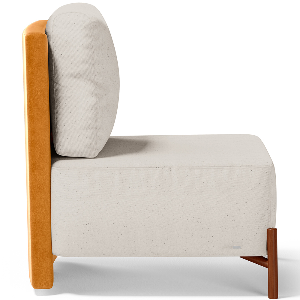 Poltrona Decorativa Sala de Estar Living Pés Madeira Hungria L02 Couríssimo Whisky Linho Cru - Lyam