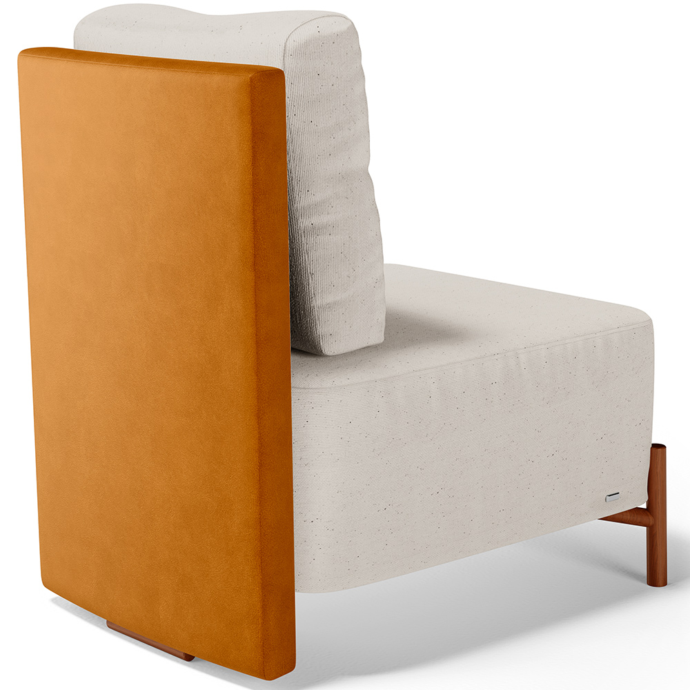 Poltrona Decorativa Sala de Estar Living Pés Madeira Hungria L02 Couríssimo Whisky Linho Cru - Lyam