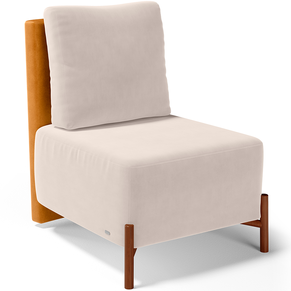 Poltrona Decorativa Sala de Estar Living Pés Madeira Hungria L02 Couríssimo Whisky Suede Bege - Lyam