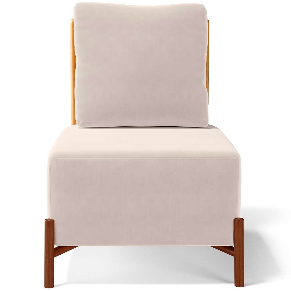 Poltrona Decorativa Sala de Estar Living Pés Madeira Hungria L02 Couríssimo Whisky Suede Bege - Lyam