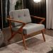 Poltrona Decorativa Sala de Estar com Cintas de Corano Laís B04 Linho Bege - Lyam Decor