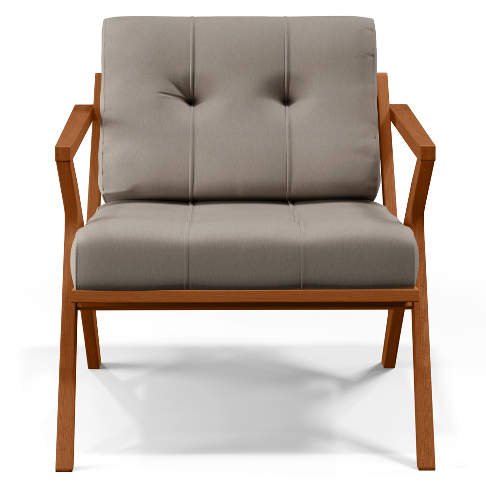 Poltrona Decorativa Sala de Estar com Cintas de Corano Laís B04 Linho Bege - Lyam Decor