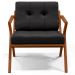 Poltrona Decorativa Sala de Estar com Cintas de Corano Laís B04 Linho Chumbo - Lyam Decor