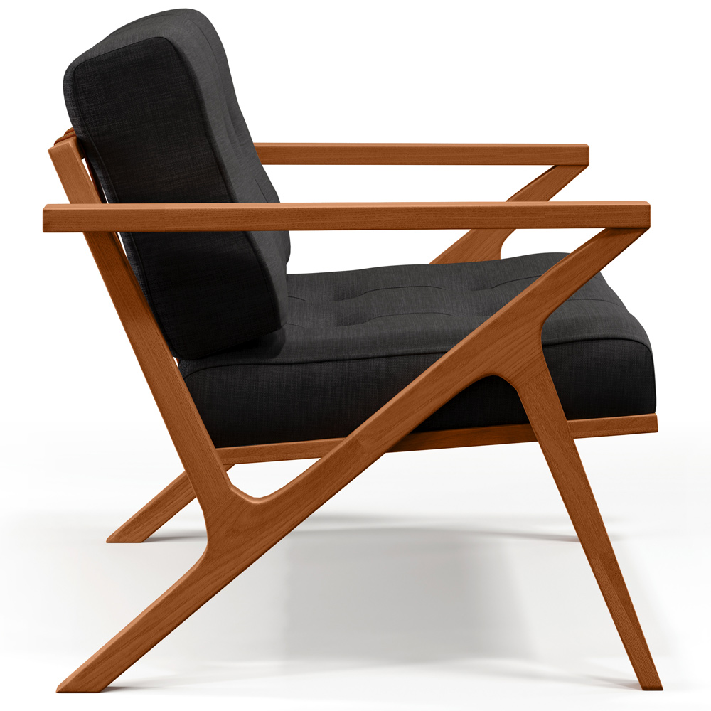 Poltrona Decorativa Sala de Estar com Cintas de Corano Laís B04 Linho Chumbo - Lyam Decor