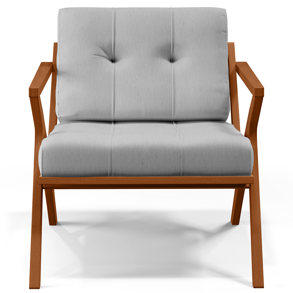 Poltrona Decorativa Sala de Estar com Cintas de Corano Laís B04 Linho Cinza - Lyam Decor