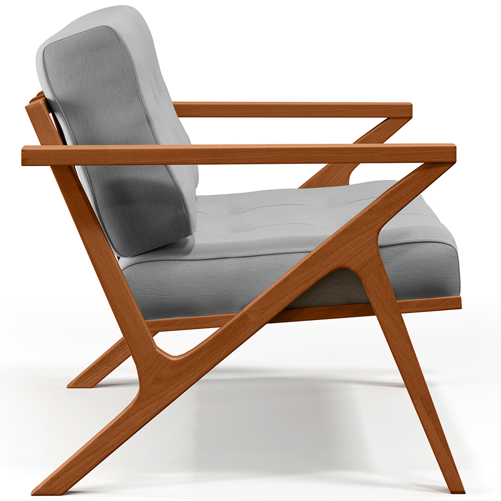 Poltrona Decorativa Sala de Estar com Cintas de Corano Laís B04 Linho Cinza - Lyam Decor