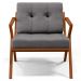 Poltrona Decorativa Sala de Estar com Cintas de Corano Laís B04 Linho Cinza Escuro - Lyam Decor