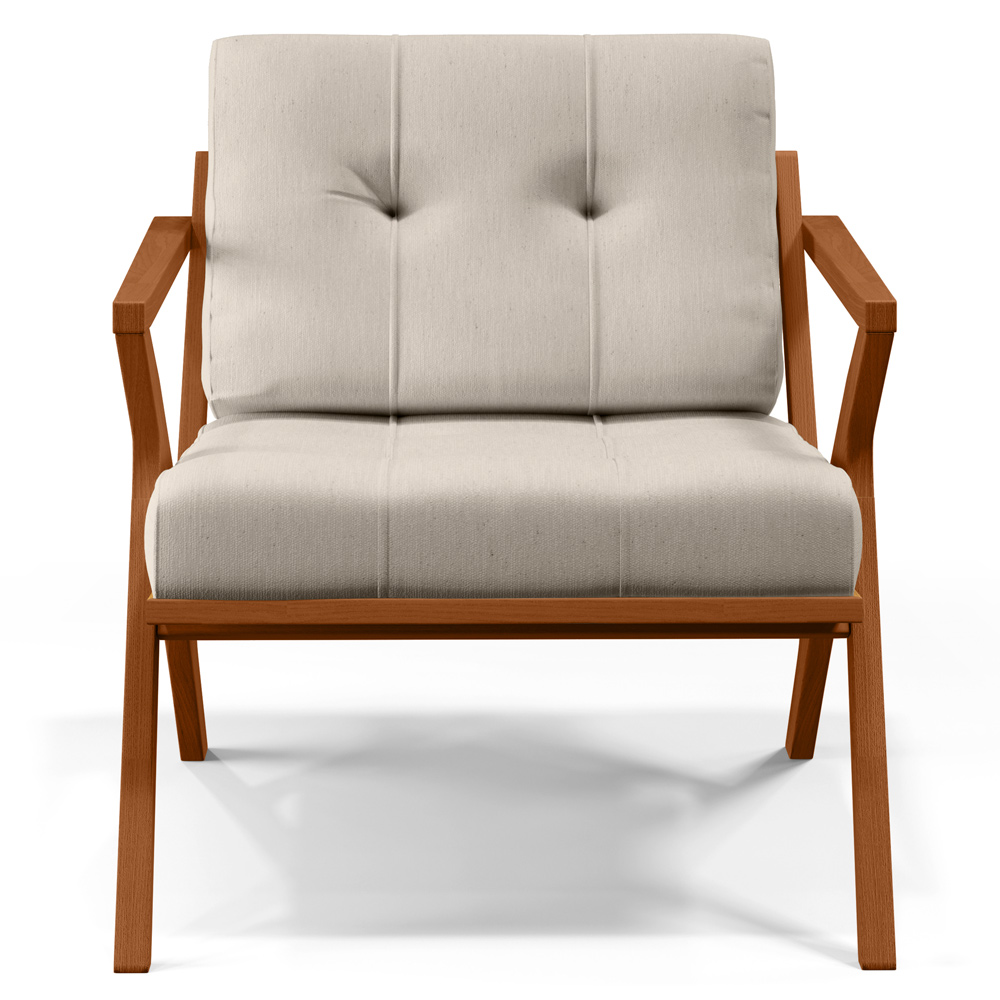 Poltrona Decorativa Sala de Estar com Cintas de Corano Laís B04 Linho Cru - Lyam Decor