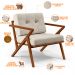 Poltrona Decorativa Sala de Estar com Cintas de Corano Laís B04 Linho Cru - Lyam Decor