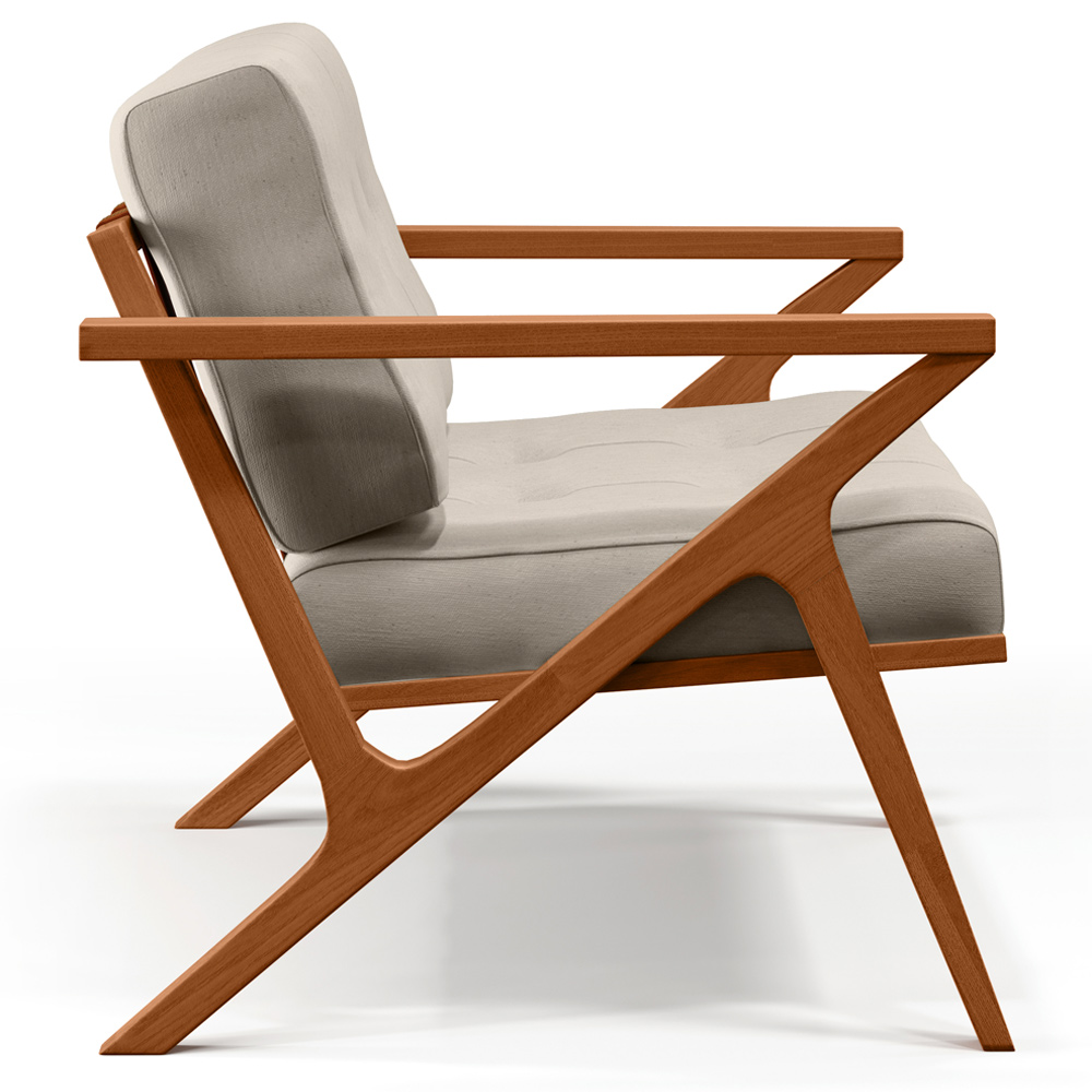 Poltrona Decorativa Sala de Estar com Cintas de Corano Laís B04 Linho Cru - Lyam Decor
