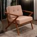 Poltrona Decorativa Sala de Estar com Cintas de Corano Laís B04 Linho Rosê - Lyam Decor