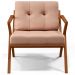 Poltrona Decorativa Sala de Estar com Cintas de Corano Laís B04 Linho Rosê - Lyam Decor