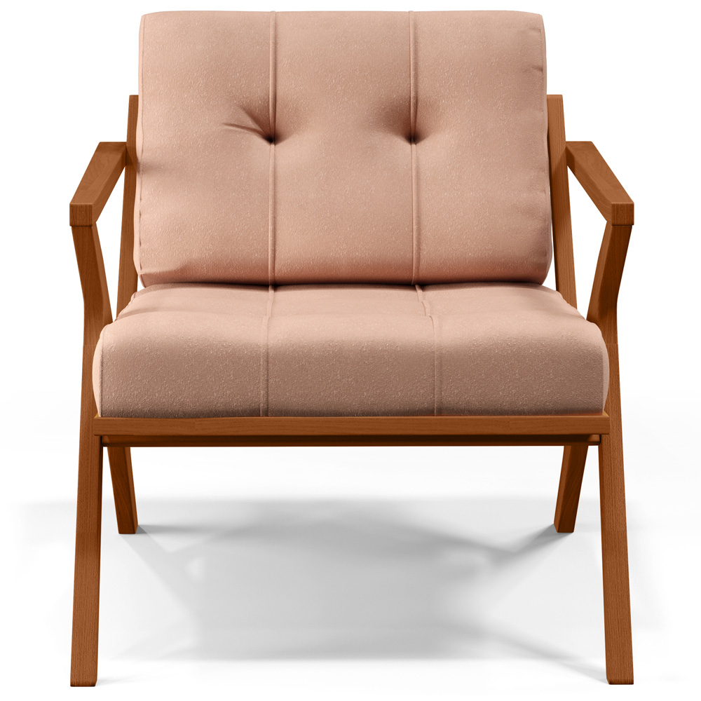 Poltrona Decorativa Sala de Estar com Cintas de Corano Laís B04 Linho Rosê - Lyam Decor