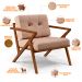 Poltrona Decorativa Sala de Estar com Cintas de Corano Laís B04 Linho Rosê - Lyam Decor