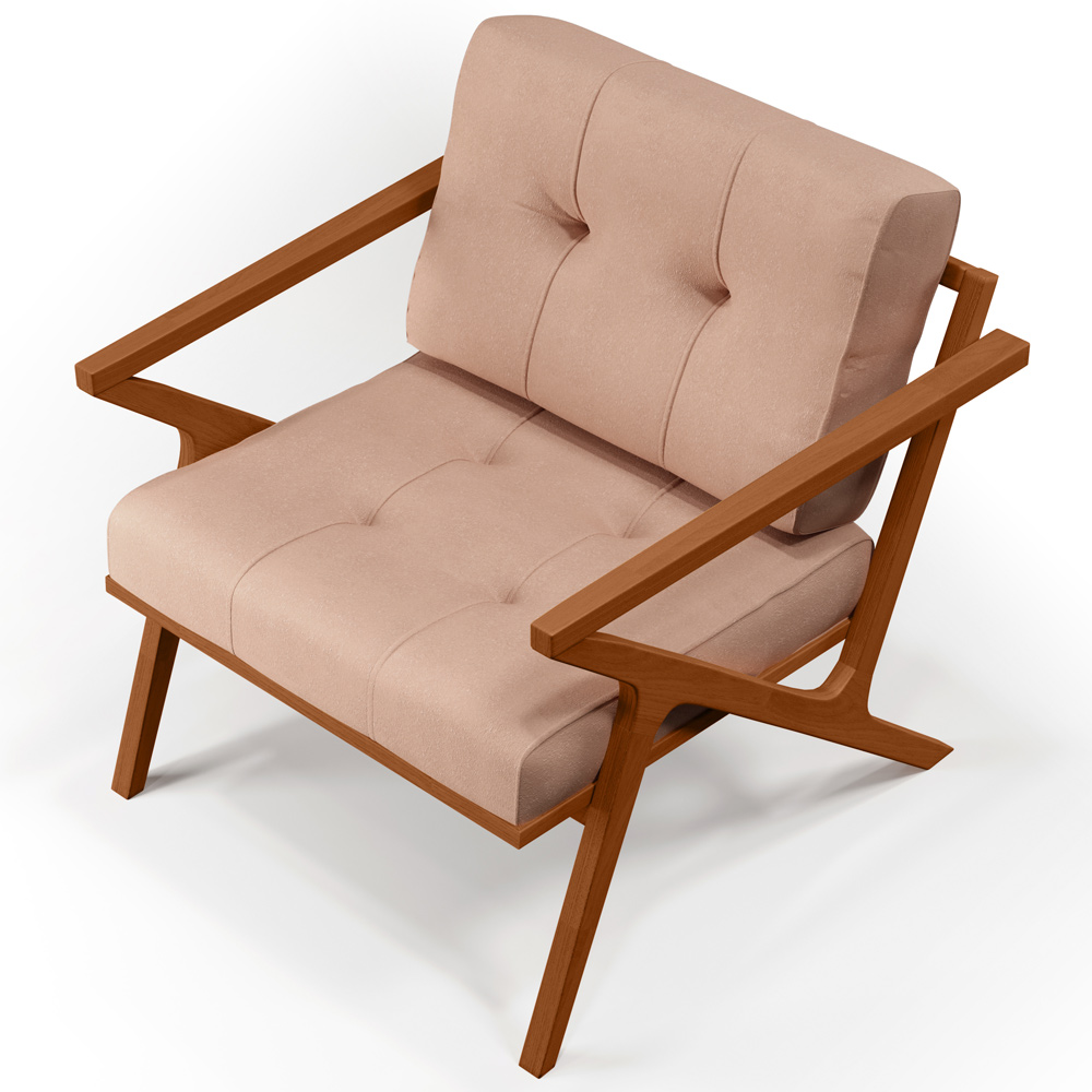 Poltrona Decorativa Sala de Estar com Cintas de Corano Laís B04 Linho Rosê - Lyam Decor
