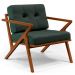 Poltrona Decorativa Sala de Estar com Cintas de Corano Laís B04 Linho Verde Musgo - Lyam Decor